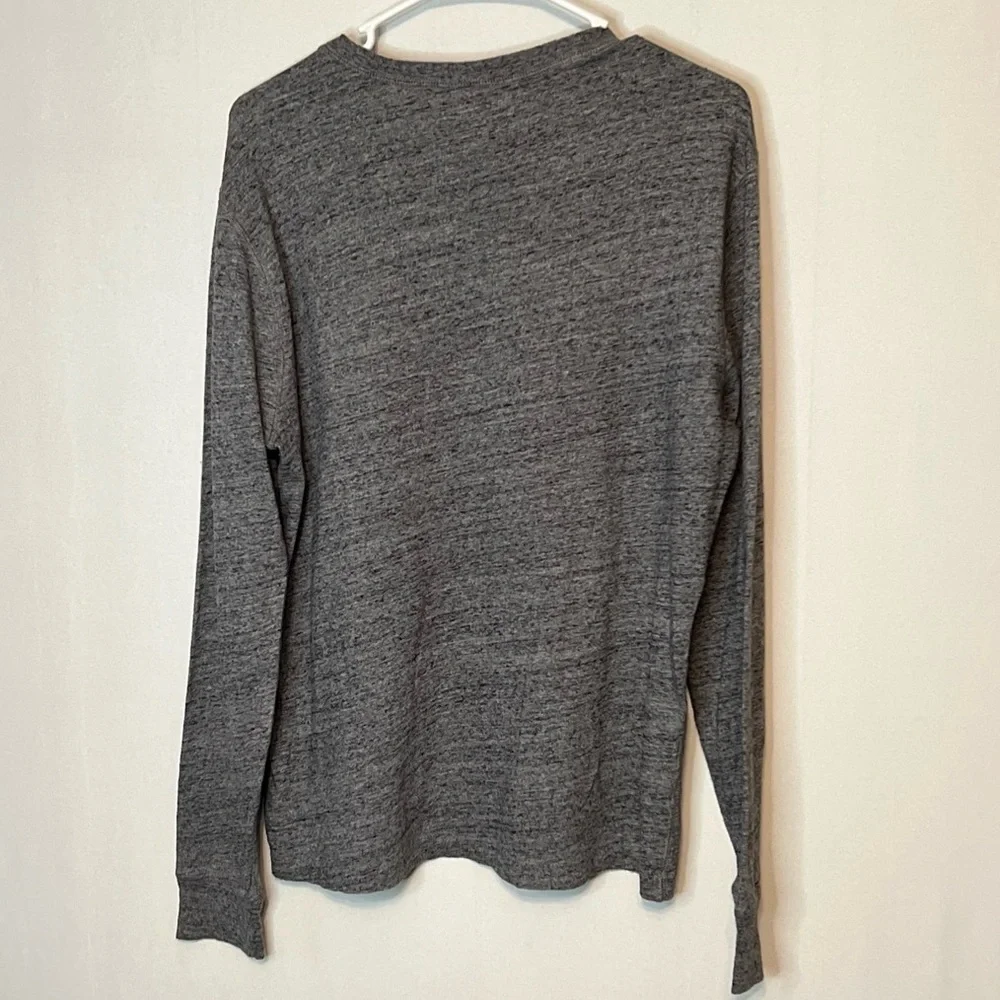 J. Crew Mercantile T-Shirt Men's Size M Gray Long Sleeve 1/4 Button 100% Cotton